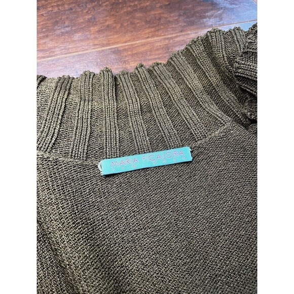 womens maria ficalora Single Cross neck button olive green Cardigan Size M - Picture 7 of 11